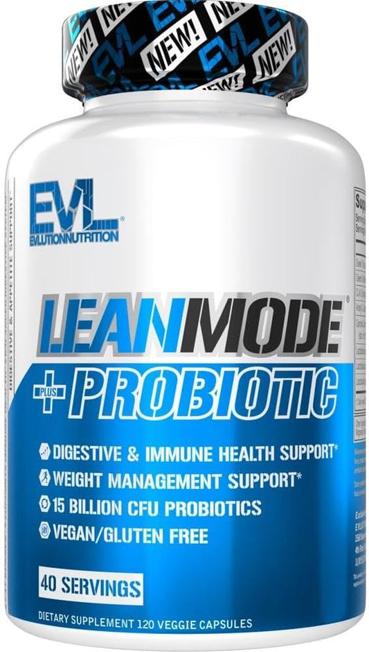 Evlution Nutrition Leanmode + Probiotic Capsules - 15 Billion CFUs for Digestive Support & Gut Health - 40 Servings
