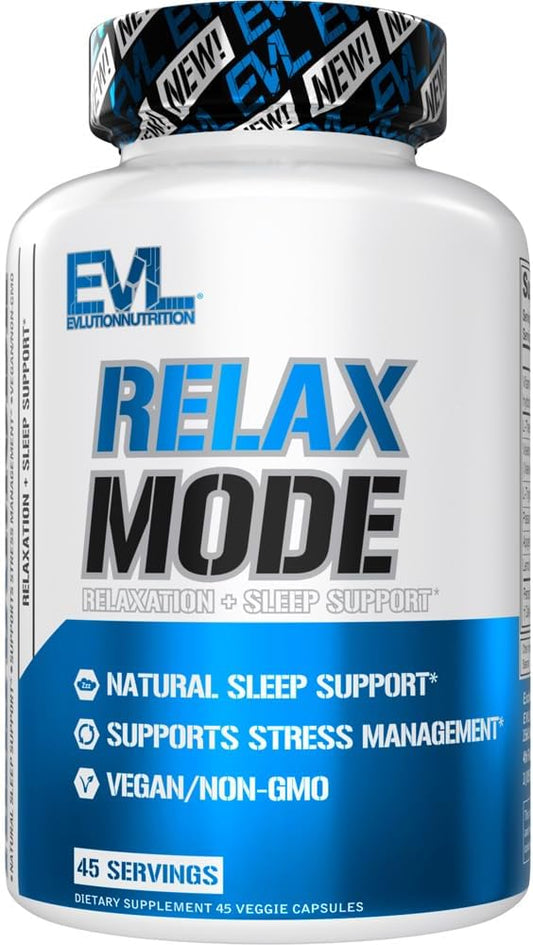 Evlution Nutrition RelaxMode: Natural Sleep Support with L-Theanine & Valerian Root Extract - Vegan & Non-GMO Dietary Supplement - 45 Servings