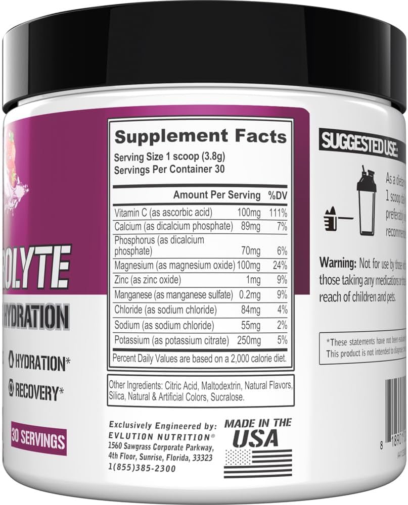 Evlution Ultimate Electrolyte Powder - Berry Splash Hydration Drink Mix with 8 Key Electrolytes, Antioxidants - Vegan, Gluten Free, Keto Friendly