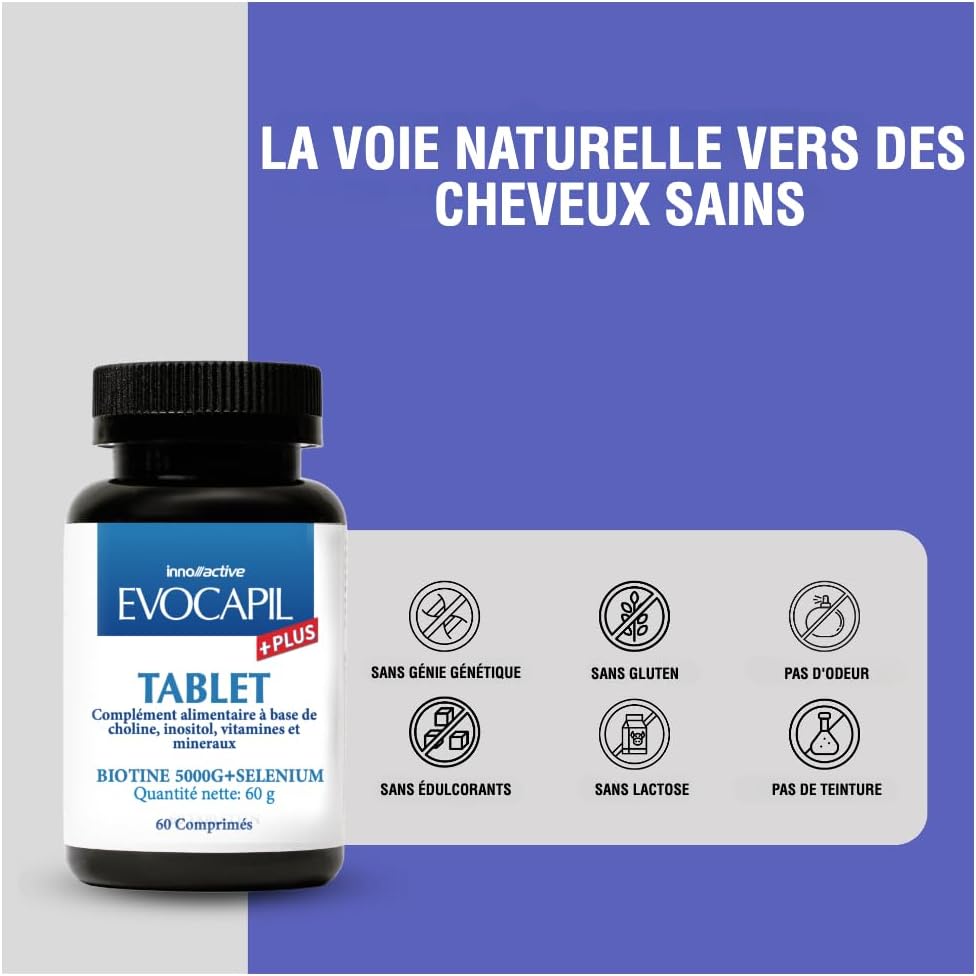Evocapil PLUS Hair Vitamins with Biotin, Selenium, Choline, Zinc, 60 Tablets - Hair Growth Supplement