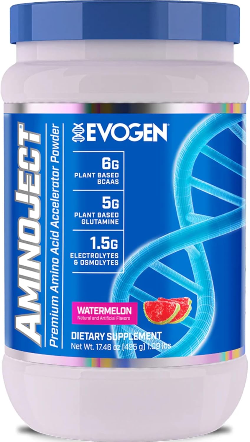 Evogen AminoJect Watermelon - BCAA & EAA Recovery Formula with Electrolytes for Muscle Growth & Hydration - 30 Servings