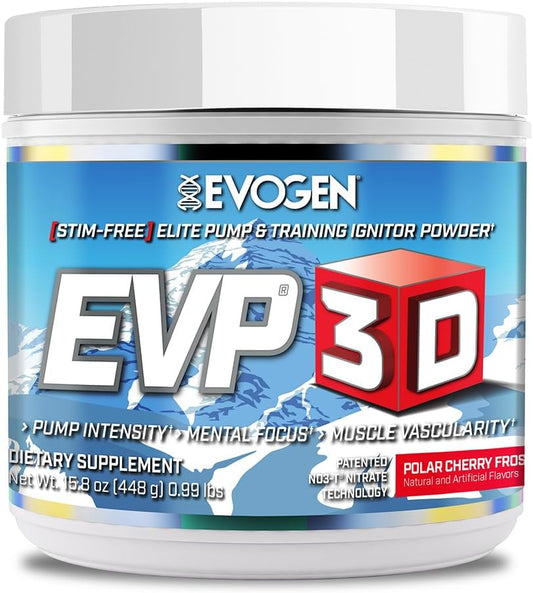 Evogen EVP 3D Polar Cherry Frost - Sugar Free Non Stim Preworkout Powder with Beta Alanine and Creatine for Energy & Pump - 40 Servings