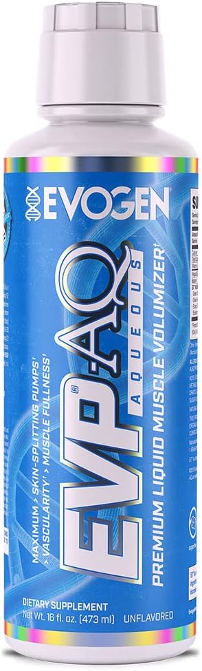 Evogen EVP AQ Liquid Glycerol Muscle Volumizer Pre Workout - Enhances Pumps, Vascularity, & Hydration - Premium Unflavored Formula for Men & Women - 16 fl oz