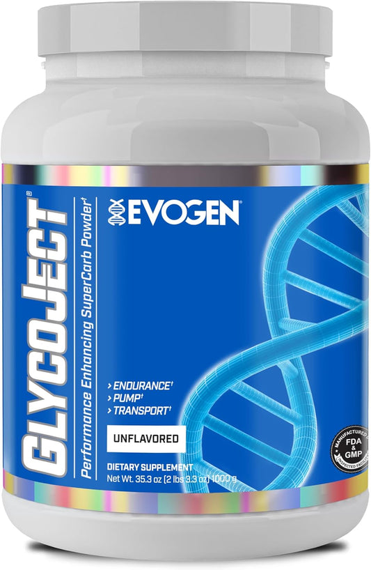 Evogen GlycoJect Super Carb Powder - Rapid Absorption Pre-Workout Fuel - Endurance Carbohydrate Powder - Unflavored, 38 Servings