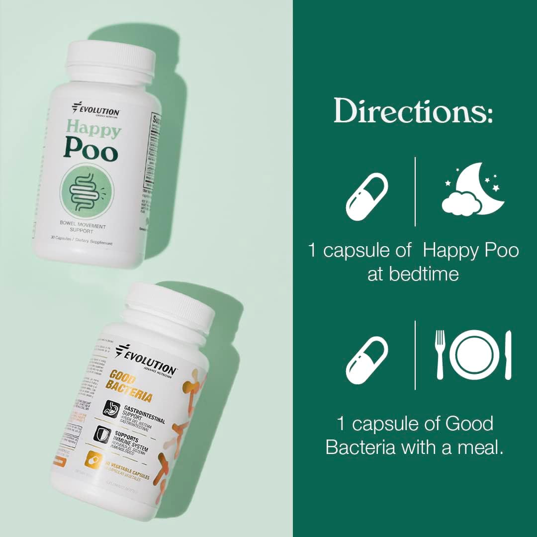 Evolution Advance Sport Nutrition Happy Colon + Pro Daily Probiotic - Non GMO, Vegan, Gluten Free - 30 Capsules