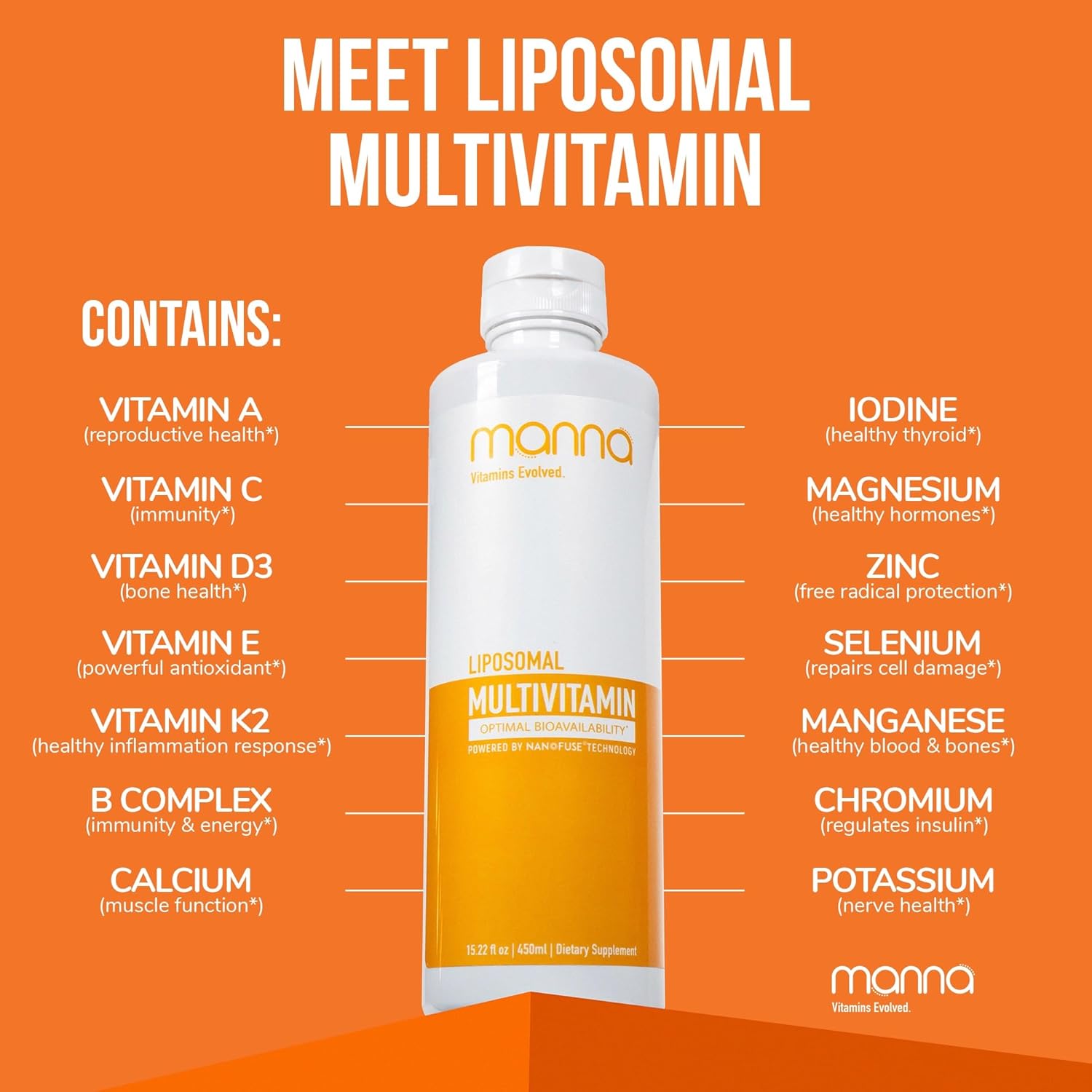 Evolved Liposomal Multivitamin with 20 Vitamins & Minerals - Daily Support for Immune System & Energy - Men & Women's Multivitamin