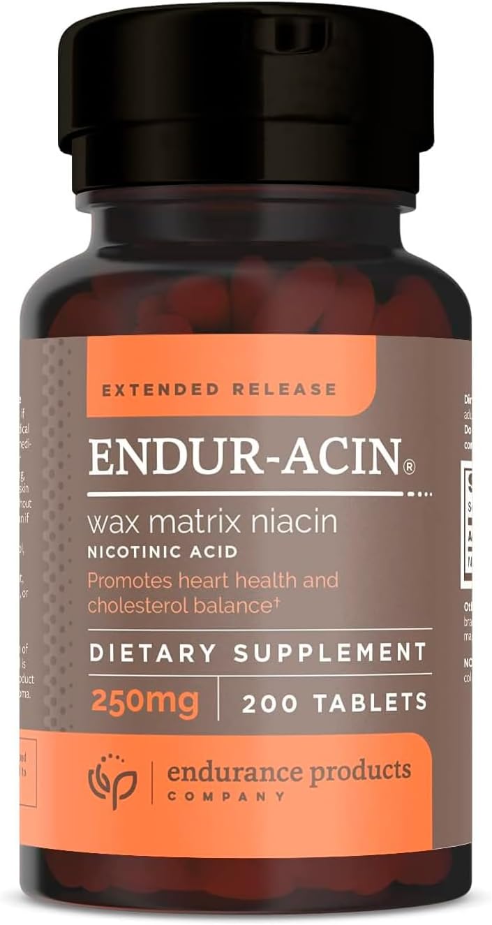 Extended Release Niacin 250mg Tablets for Optimal Absorption - Non-GMO & Gluten Free - 200 Count Vegan Vitamin B-3 - ENDUR-ACIN by Endurance Products