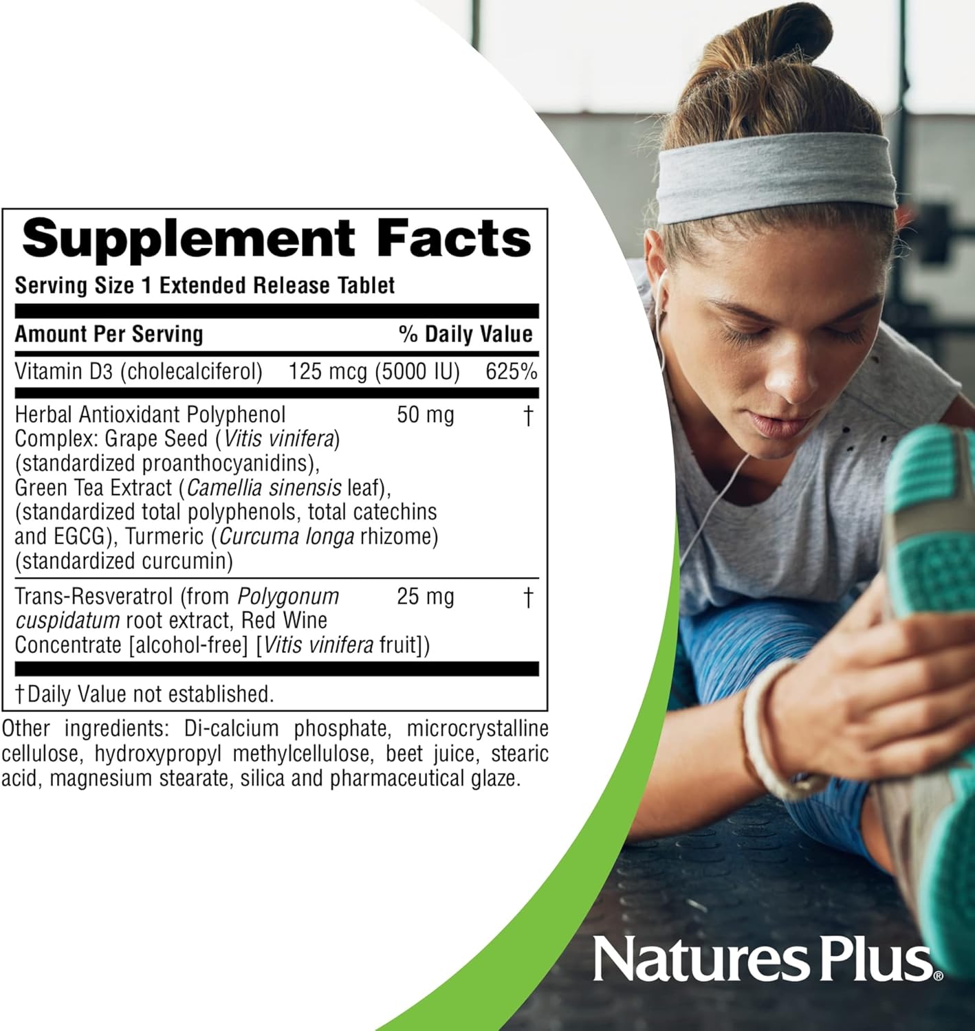 Extended Release Vitamin D3 with Trans-Resveratrol - 90 Vegan Tablets - 5000 IU - Heart & Bone Health - Immune System Support - Anti-Aging - Gluten Free