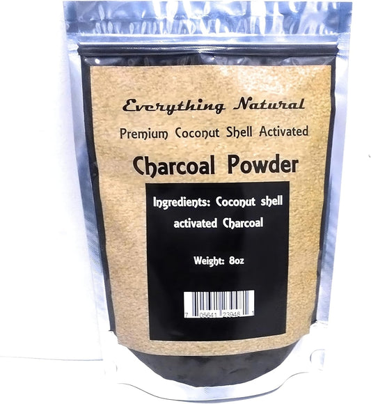 Extra Large Activated Charcoal Powder - Food Grade for Gas & Bloating Relief, Teeth Whitening, Skin Rejuvenation, Natural Detox - Coconut Shell Derived