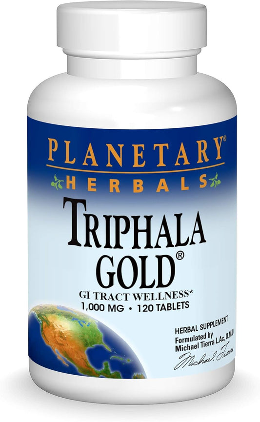 Extra Strength 1000mg Triphala Gold Ayurvedic Tablets - 120 Count