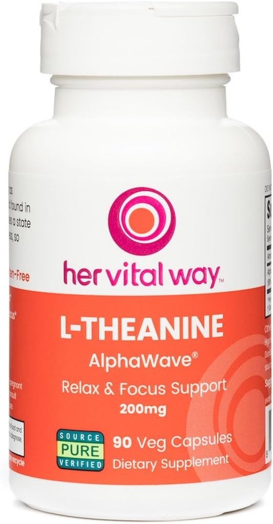 Extra Strength 200mg L-Theanine for Relaxation and Focus Support, Enhanced with AlphaWave Technology