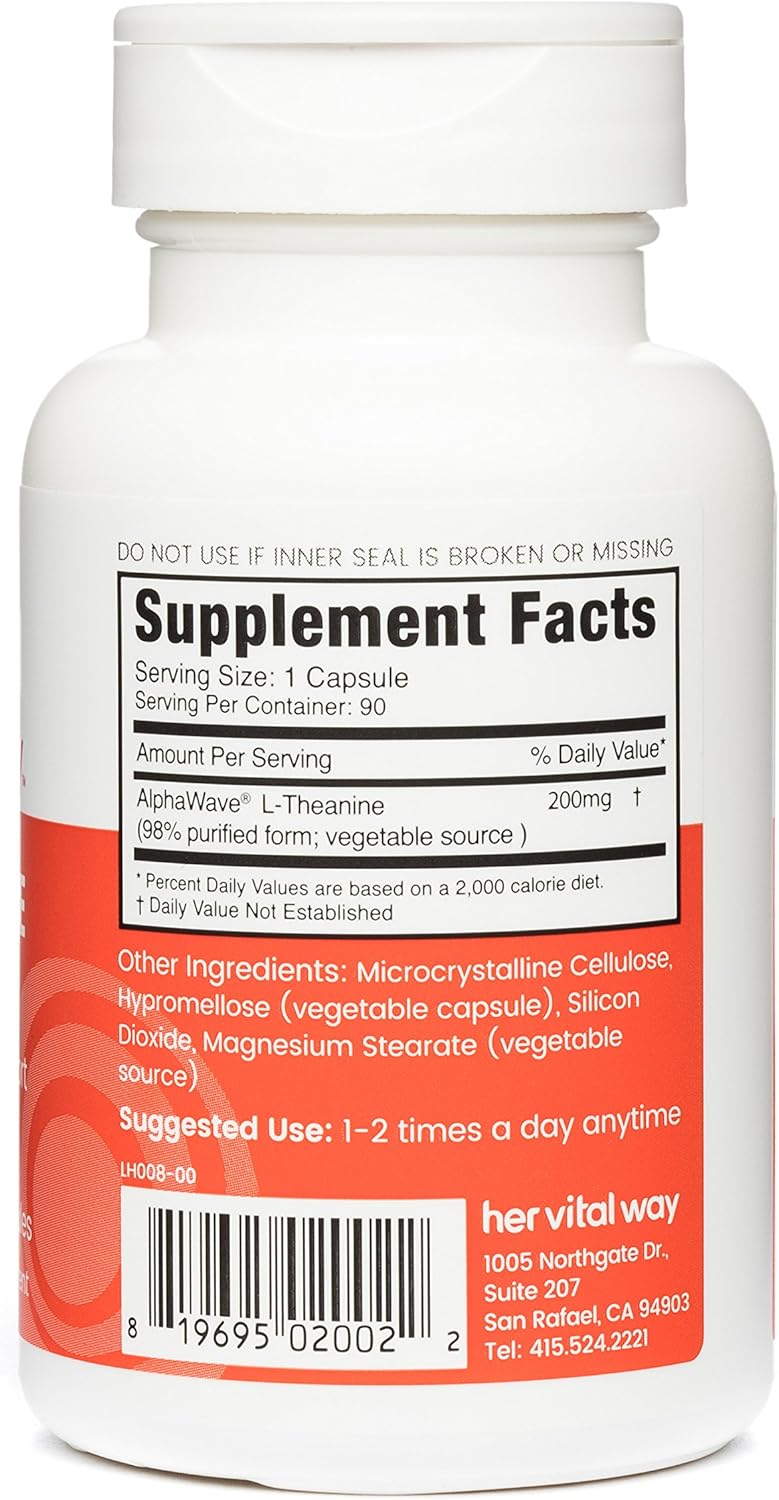 Extra Strength 200mg L-Theanine for Relaxation and Focus Support, Enhanced with AlphaWave Technology