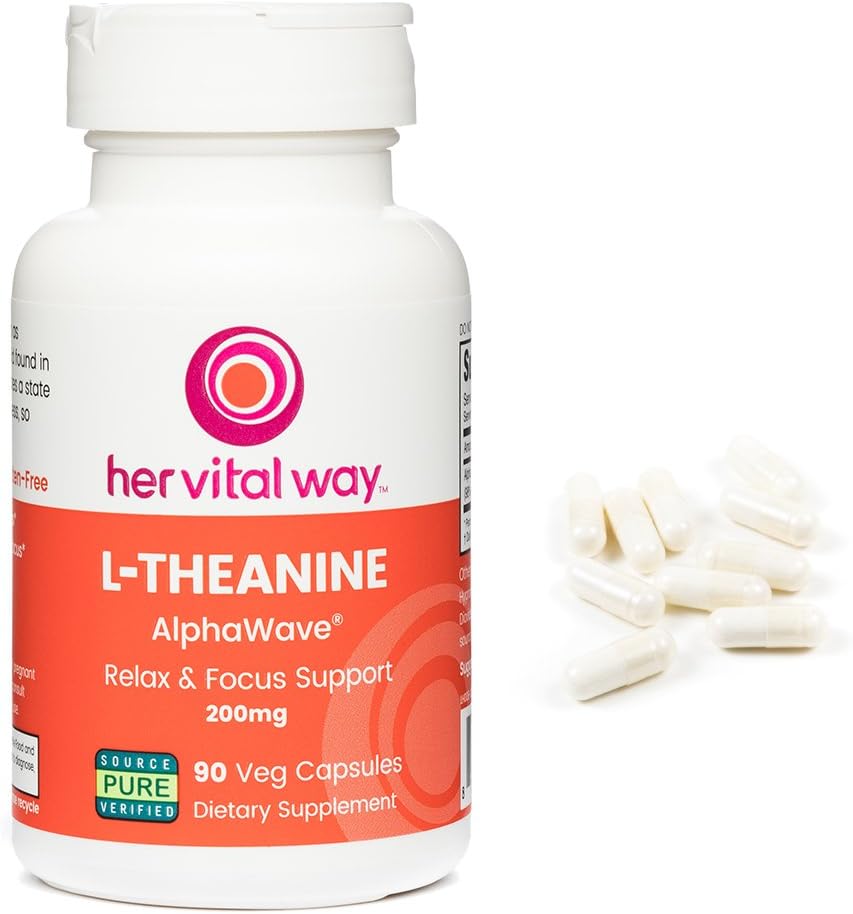 Extra Strength 200mg L-Theanine for Relaxation and Focus Support, Enhanced with AlphaWave Technology