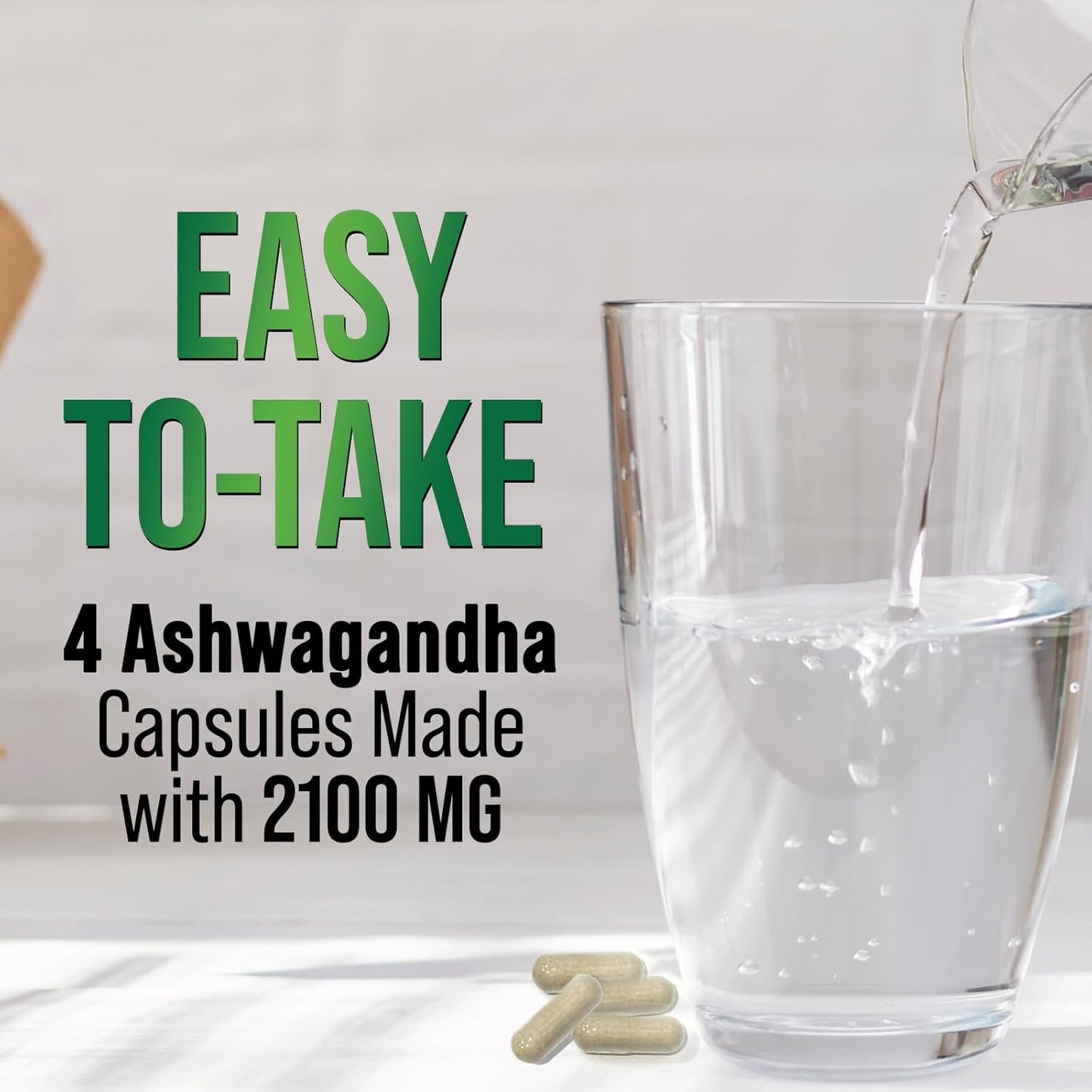 Extra Strength 2100mg Ashwagandha Supplements for Women & Men - Antioxidant Support, Vegan Powder - Non-GMO & Gluten Free - 60 Capsules