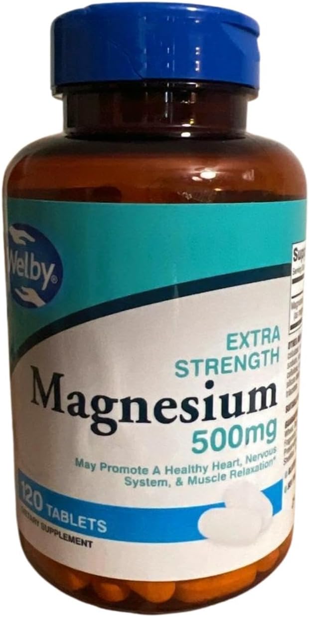Extra Strength 500mg Magnesium Tablets - 120 Count - High Potency Mineral Supplement