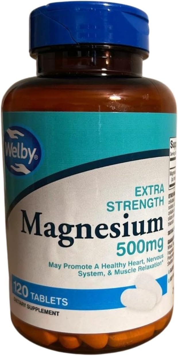 Extra Strength 500mg Magnesium Tablets - 120 Count - High Potency Mineral Supplement