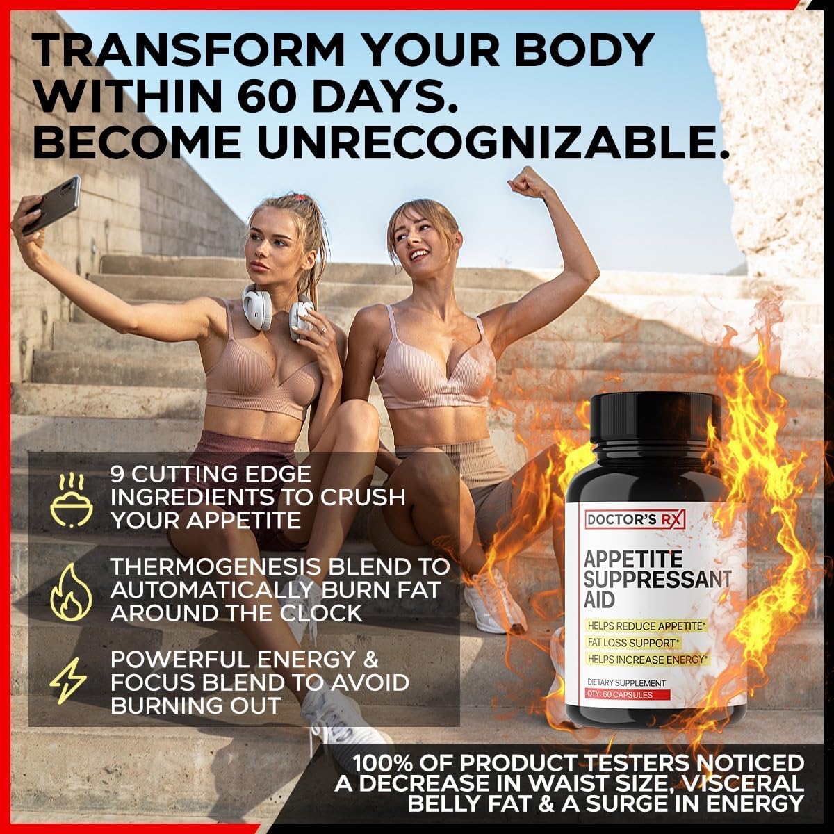 Extra Strength Appetite Suppressant & Metabolism Booster - Lose 40lbs in 60 Days - Weight Loss Pills with 8 Ingredients - 60 Servings