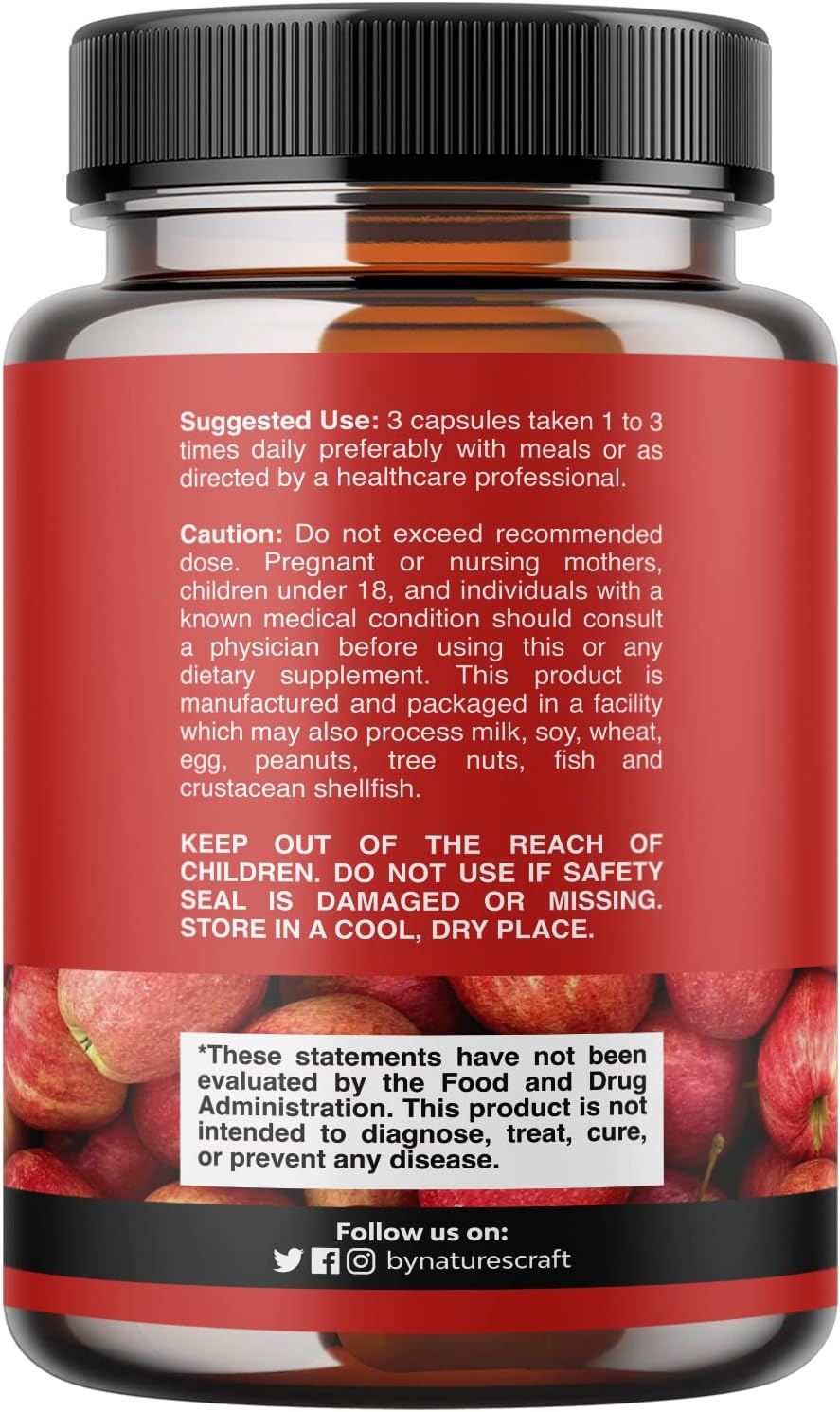 Extra Strength Apple Cider Vinegar Capsules for Gut Cleanse and Full Body Detox - ACV Cleanse and Detox Pills with Cayenne for Digestive Health - Natures Craft (30 Servings)