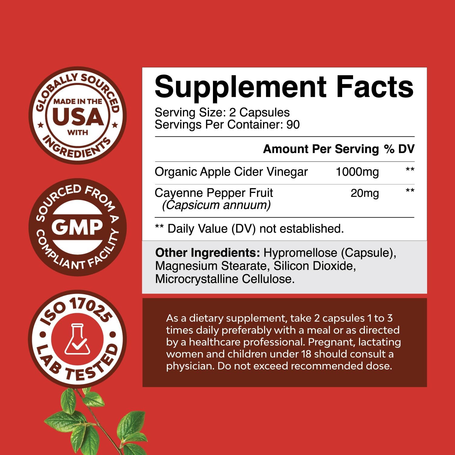 Extra Strength Apple Cider Vinegar Capsules for Gut Cleanse and Detox - 180 Count with Cayenne for Digestive Health - Natures Craft ACV Pills