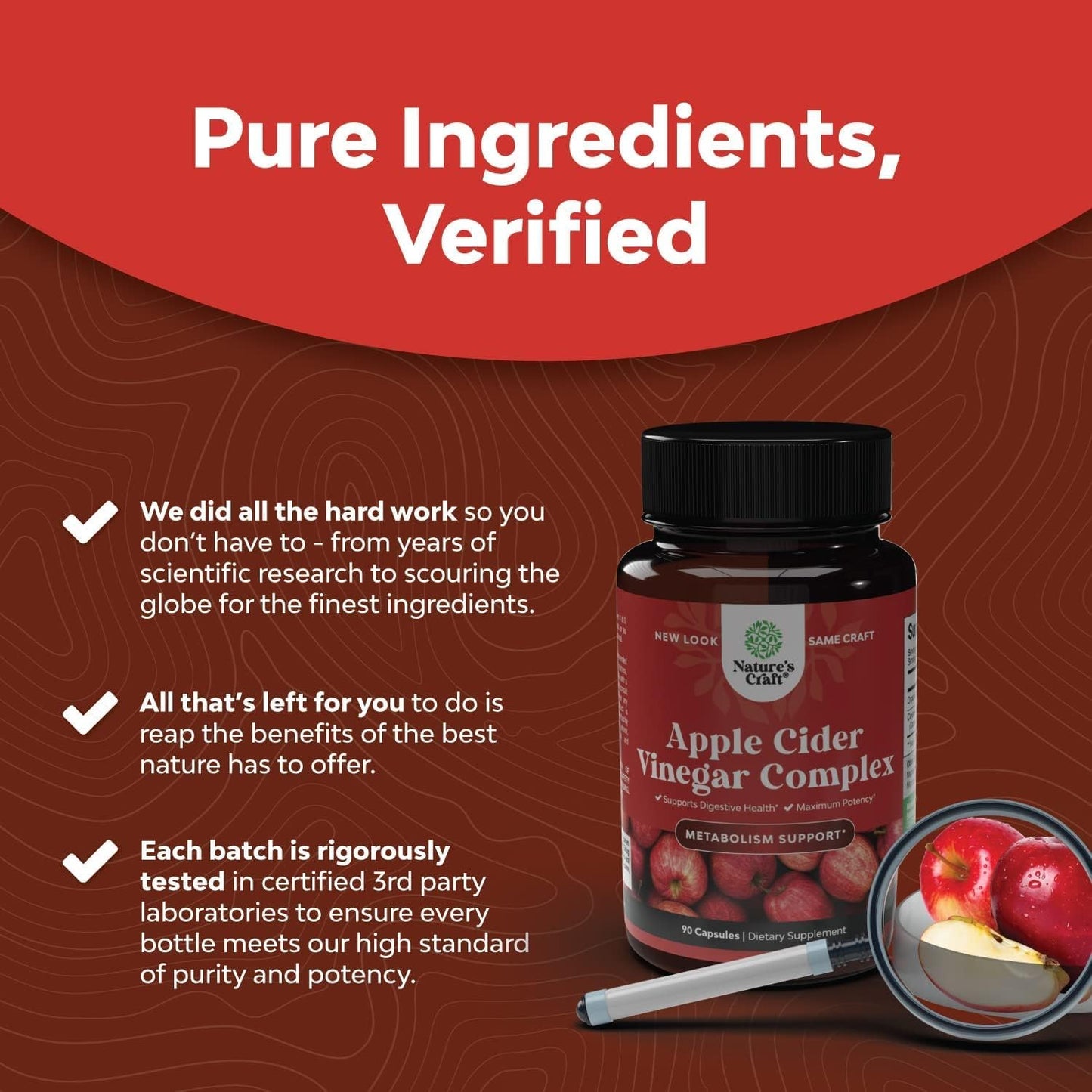 Extra Strength Apple Cider Vinegar Capsules for Gut Cleanse and Full Body Detox - ACV Cleanse and Detox Pills with Cayenne for Digestive Health - Natures Craft (30 Servings)