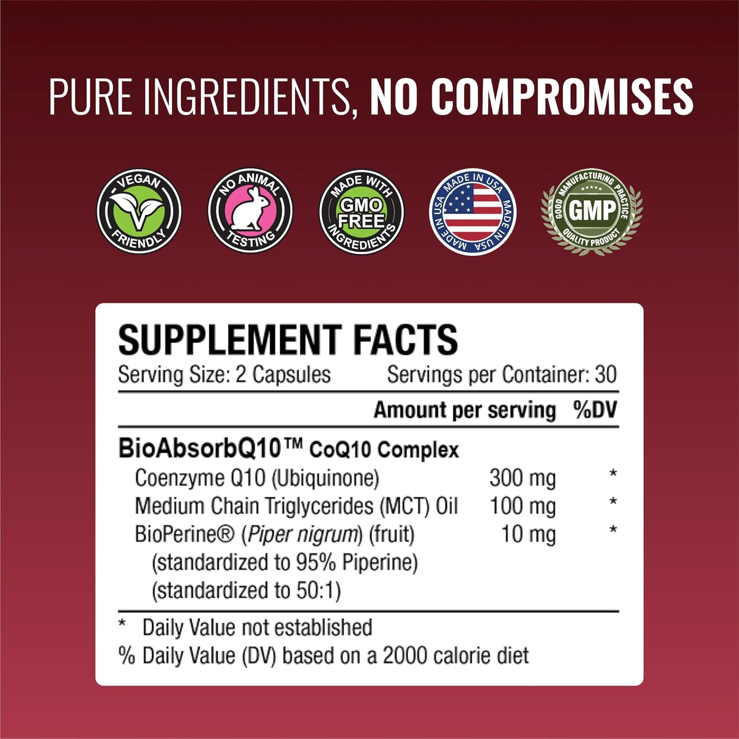 Extra Strength Approved Science® CoQ10 MD with BioPerine® - 250mg Pure CoQ10 for Optimal Support - 60 Vegan Capsules