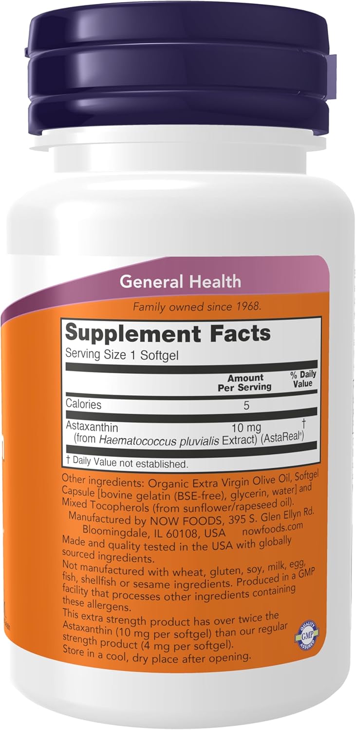 Extra Strength Astaxanthin 10mg Supplements from Non-GMO Microalgae - 30 Softgels with Lutein, Canthaxanthin, Beta-Carotene