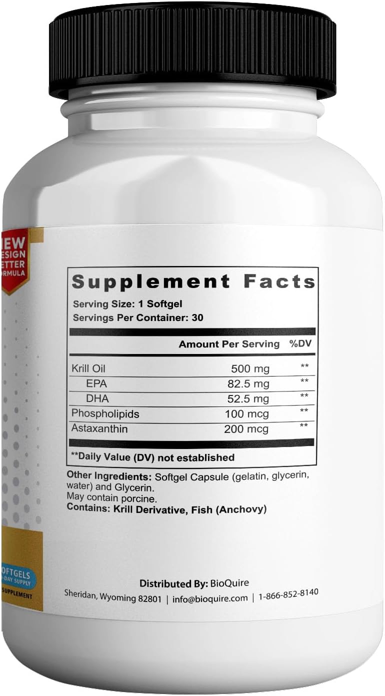 Extra Strength BIOQUIRE Dry Eye Support with Omega 3 Krill Oil - 60 Softgels, Non-GMO, Gluten Free, Sugar Free