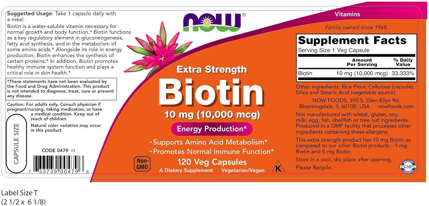 Extra Strength Biotin 10 mg Vcaps by NOW Foods - 120 Count
