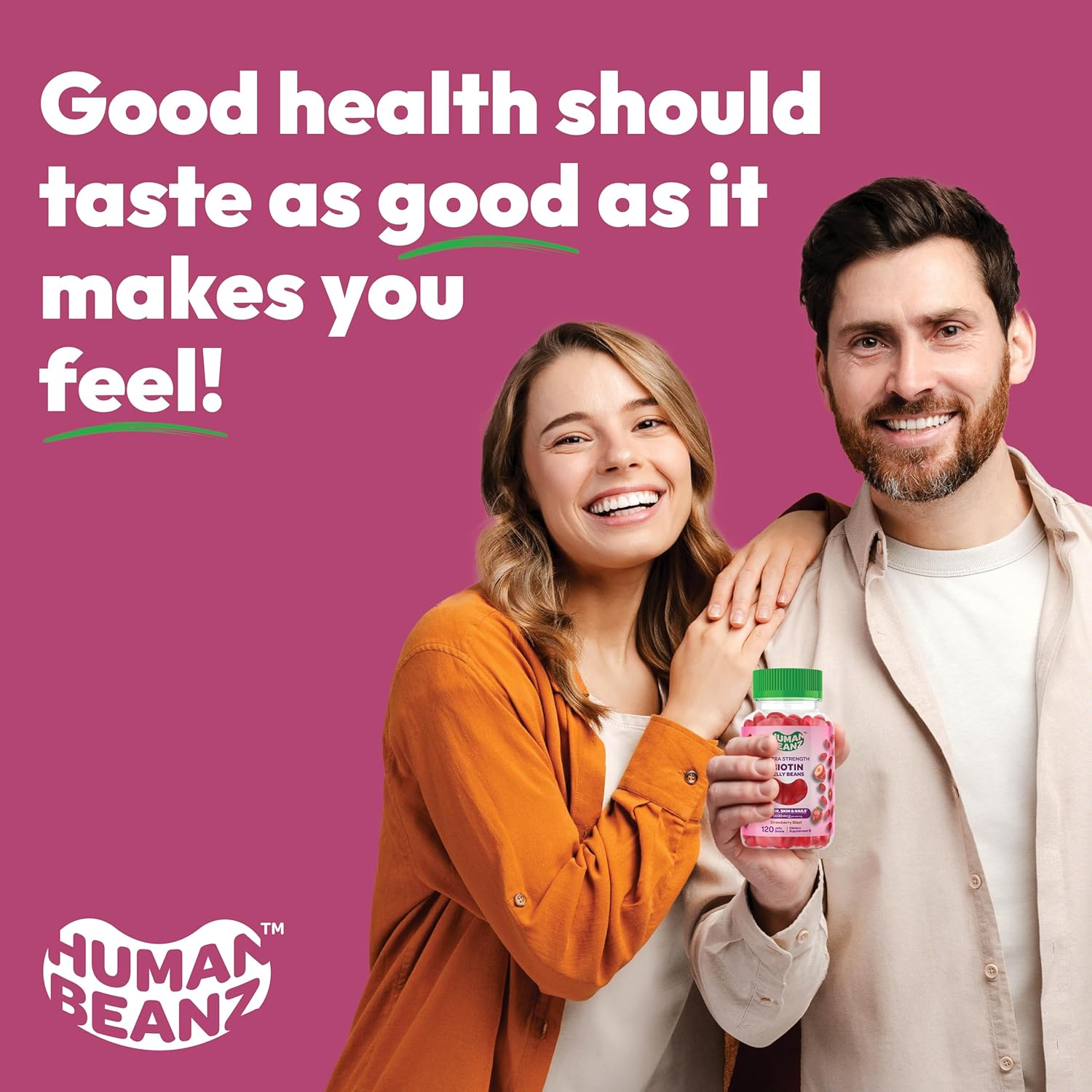 Extra Strength Biotin Gummy Vitamins for Hair, Skin, and Nails - 5000mcg, Hair Growth Supplement - 120 Strawberry Jelly Beans