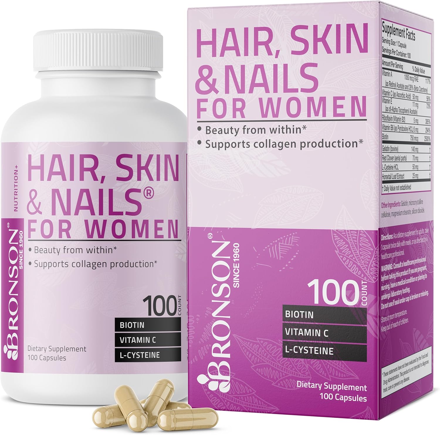 Extra Strength Biotin Supplement for Women - 100 Capsules for Hair, Skin, and Nails
