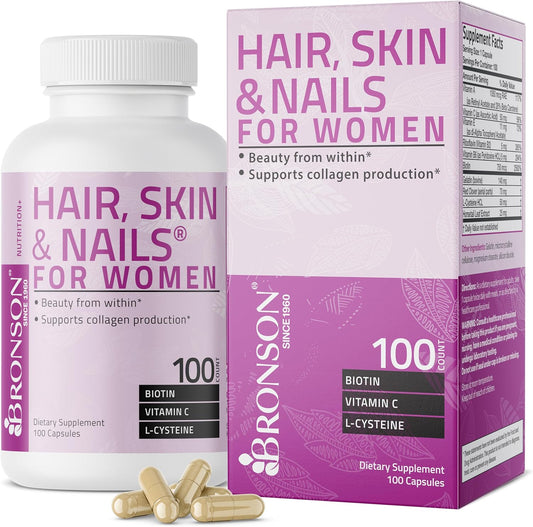 Extra Strength Biotin Supplement for Women - 100 Capsules for Hair, Skin, and Nails