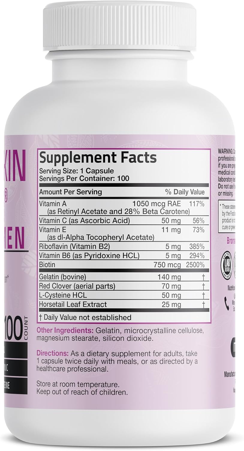 Extra Strength Biotin Supplement for Women - 100 Capsules for Hair, Skin, and Nails