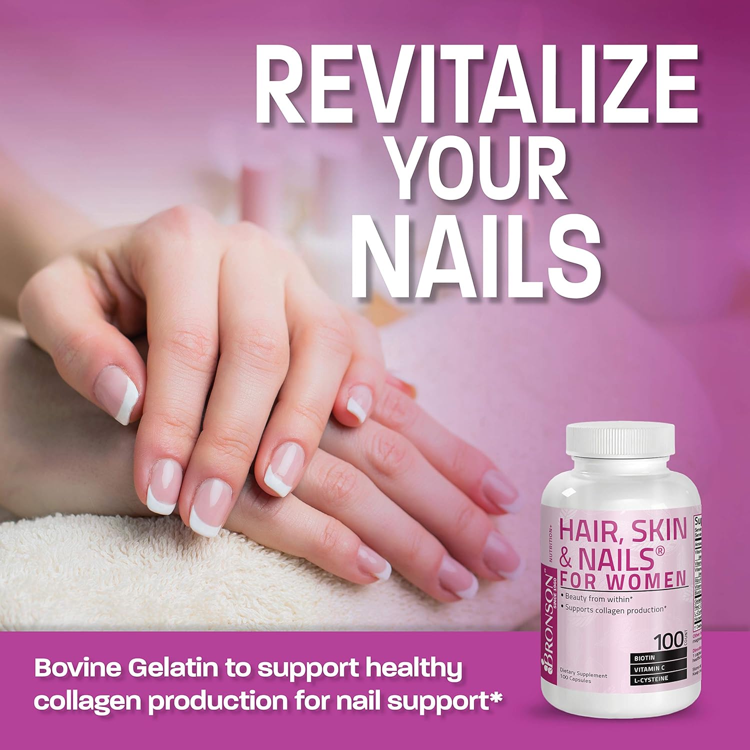 Extra Strength Biotin Supplement for Women - 100 Capsules for Hair, Skin, and Nails