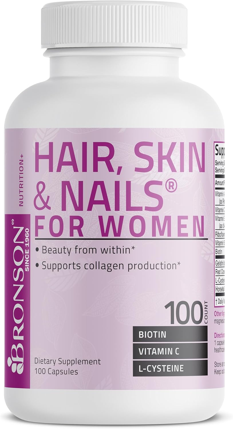 Extra Strength Biotin Supplement for Women - 100 Capsules for Hair, Skin, and Nails