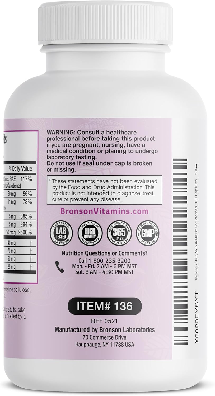 Extra Strength Biotin Supplement for Women - 100 Capsules for Hair, Skin, and Nails