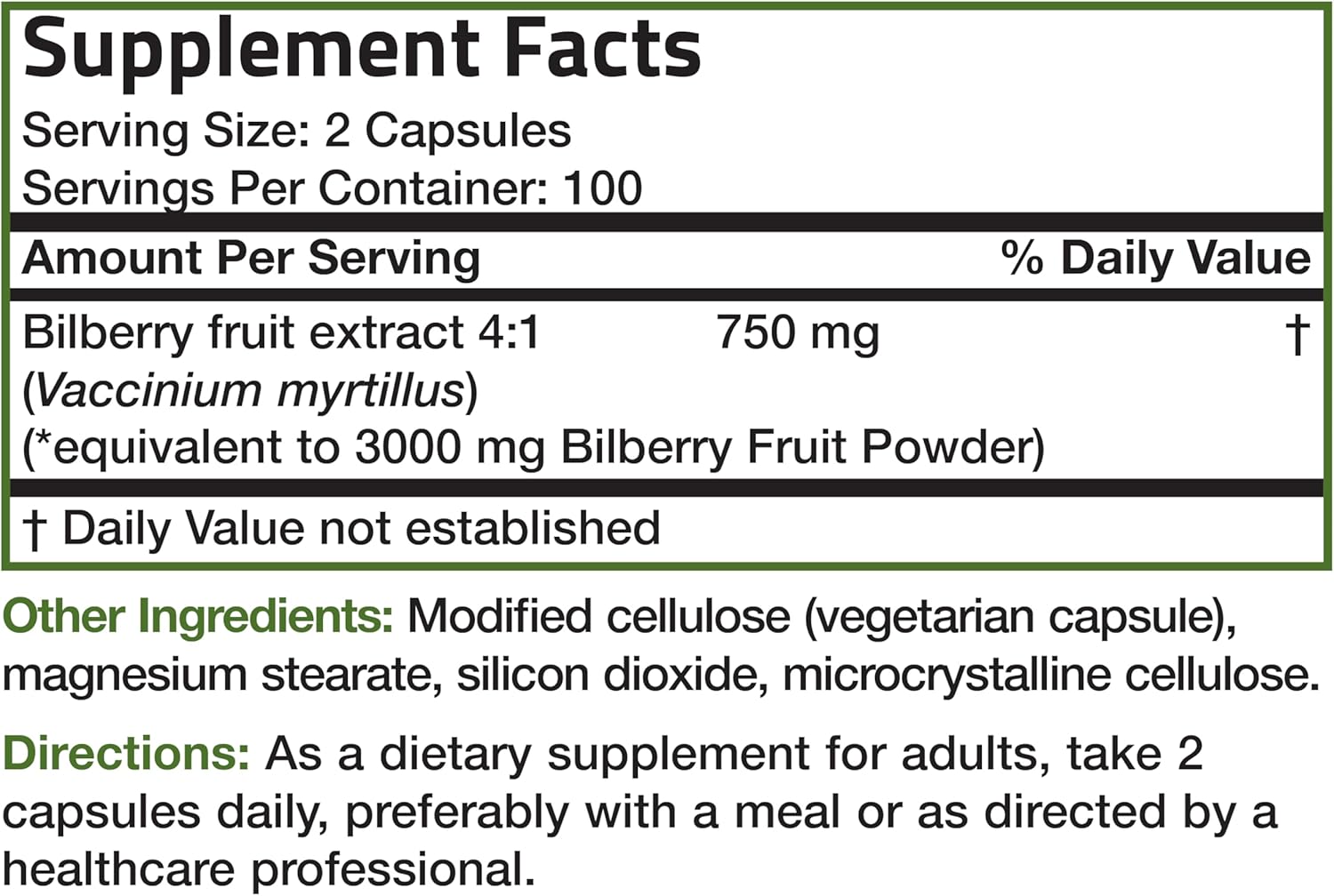 Extra Strength Bronson Bilberry Capsules - Supports Healthy Vision & Eye Health - Non GMO, 200 Vegetarian Capsules