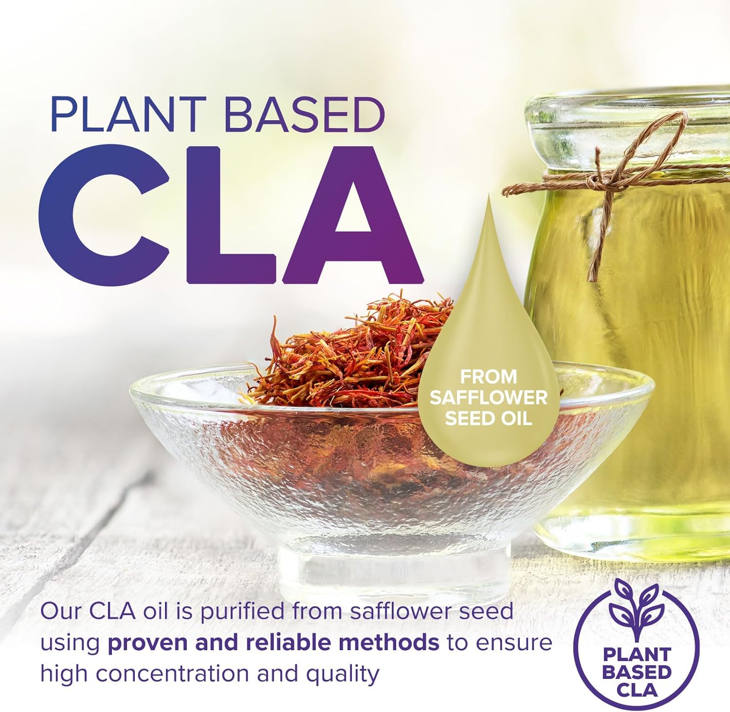 Extra Strength CLA Supplement 1560mg - Lean Muscle & Energy Support - Safflower Capsules - 60 Softgels