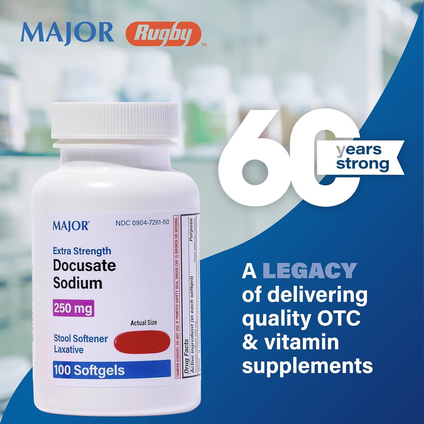 Extra Strength Docusate Sodium 250mg Softgels for Constipation Relief - Gentle Laxative for Women, Men, and Kids - 100 Softgels
