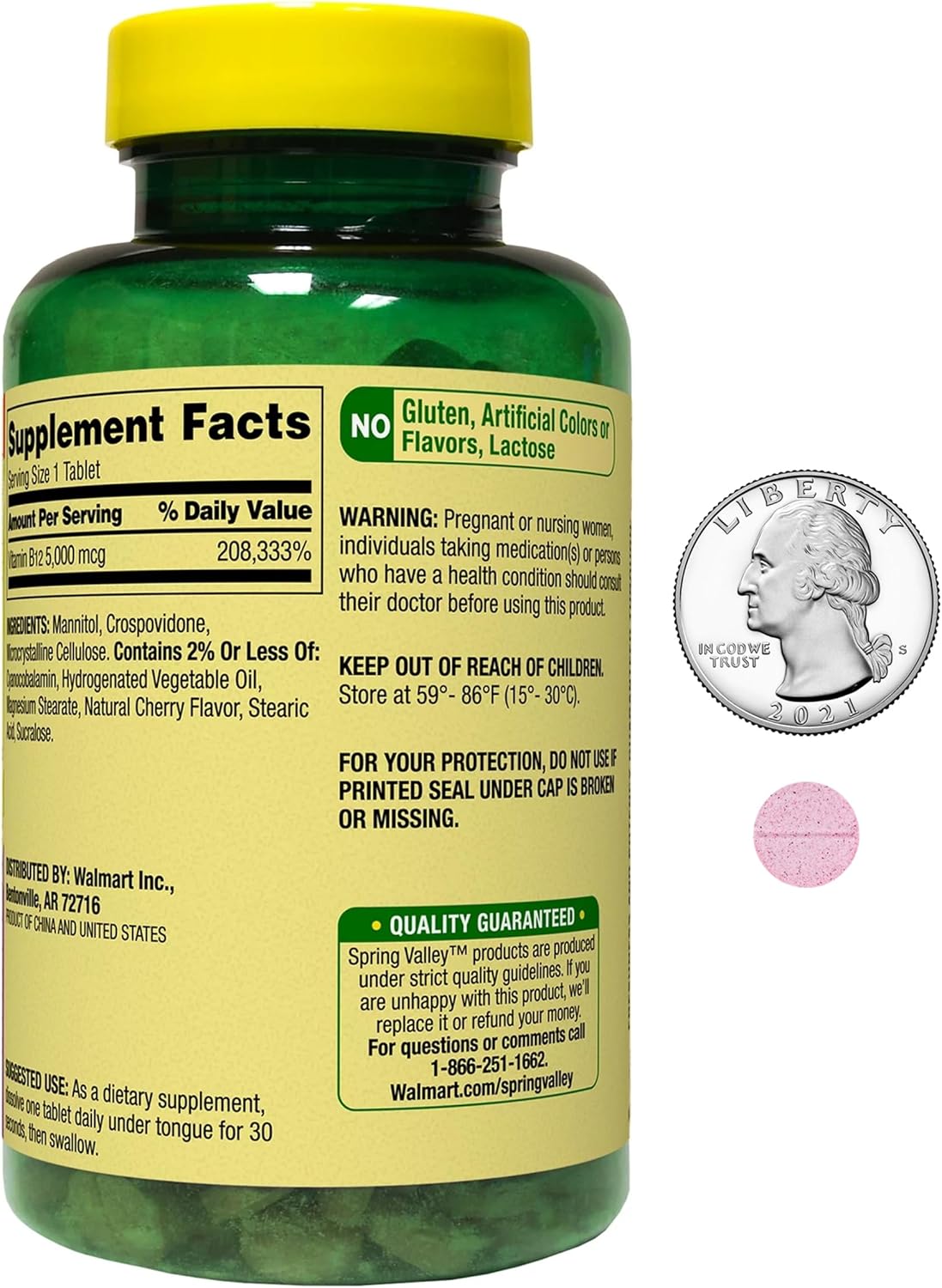 Extra Strength Fast Dissolve Vitamin B12 Tablets - Natural Cherry Flavor - 5000 mcg - 300 Count - Metabolism & Energy Support