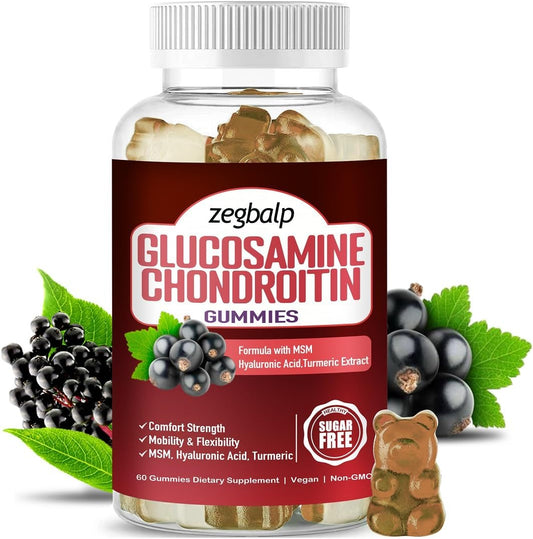 Extra Strength Glucosamine Chondroitin Gummies with MSM and Turmeric for Immune & Health Support - 1500mg Chewables for Men & Women