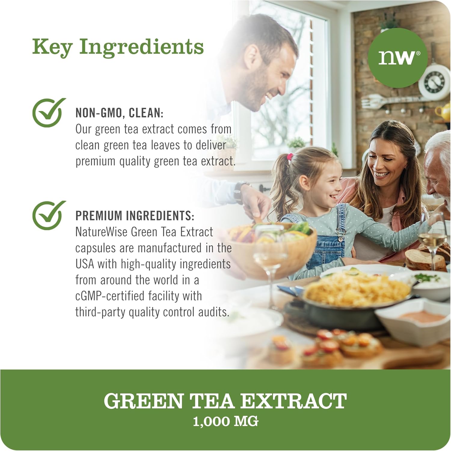 Extra Strength Green Tea Extract Capsules 1000mg - Rich in Antioxidants for Heart Health - Vegan & Gluten Free - 120 Count