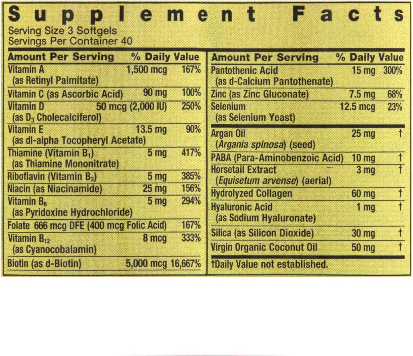 Extra Strength Hair, Skin, and Nails Softgels with Biotin & Collagen Support for Women - 120 Count