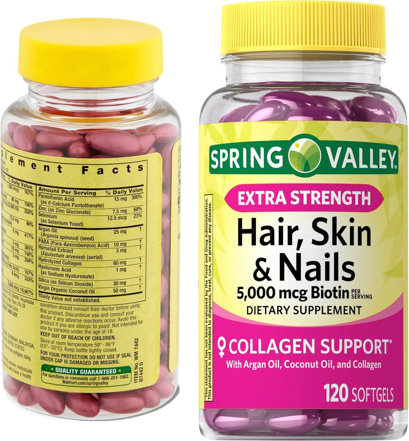 Extra Strength Hair, Skin, and Nails Softgels with Biotin & Collagen Support for Women - 120 Count