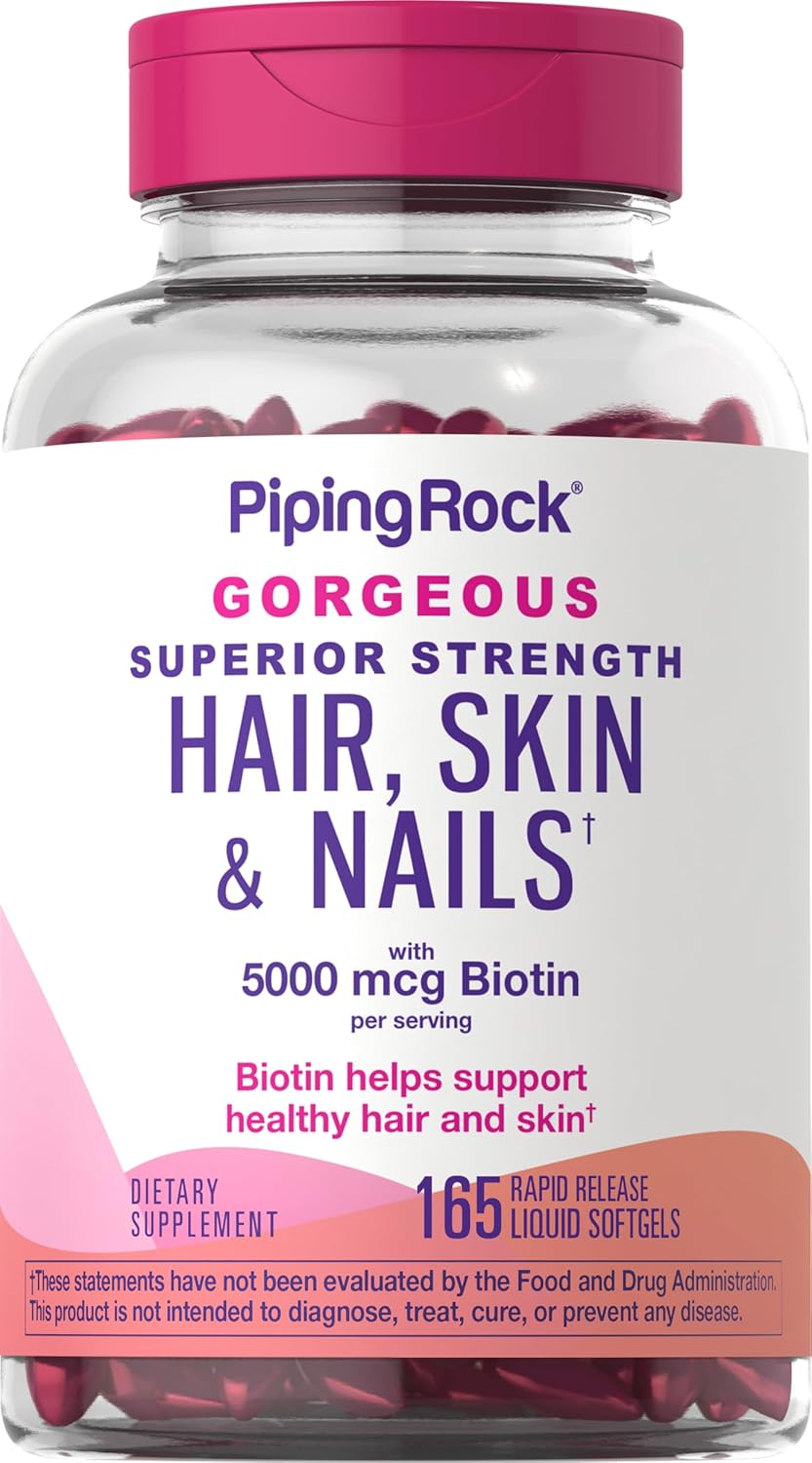 Extra Strength Hair Skin and Nails Vitamins with Biotin | 165 Softgels | Argan & Coconut Oil | Non-GMO, Gluten-Free