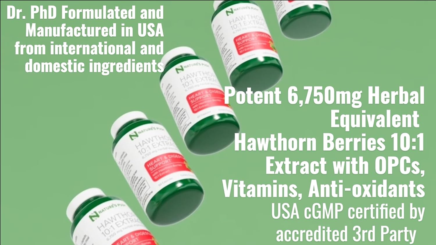 Extra Strength Hawthorn Berry Capsules for Digestion, Heart Health, and Glycemic Support - 10:1 Extract - Non-GMO, Gluten Free, Vegan - Made in USA - 2 Month Supply