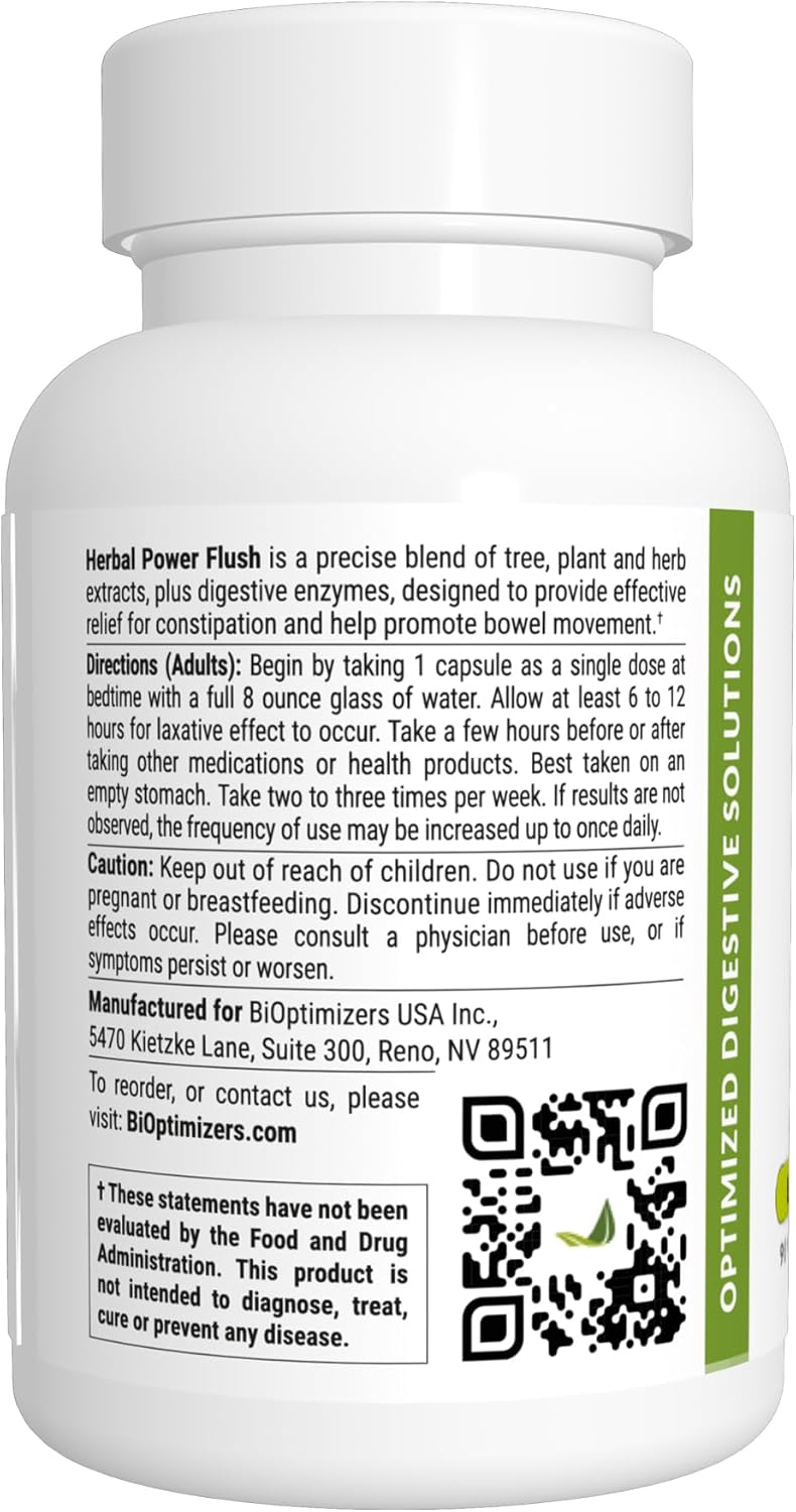 Extra Strength Herbal Power Flush Digestive Cleanse - 90 Capsules for Adults - Eliminate Toxins, Improve Bowel Digestion, and Relieve Bloating Discomfort