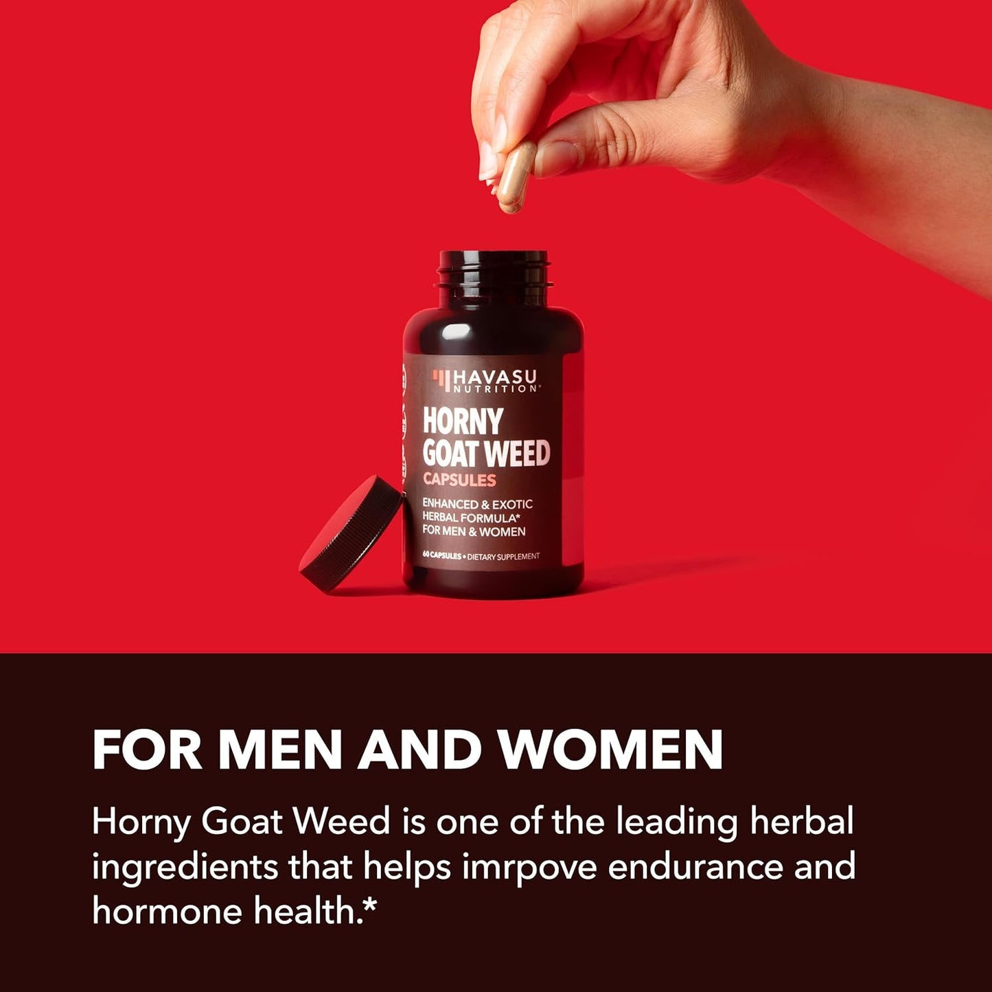 Extra Strength Horny Goat Weed Capsules with Tongkat Ali & Saw Palmetto - 10 Count Herbal Supplement for Performance & Energy Support