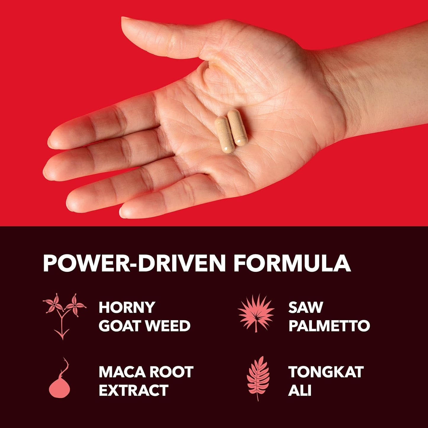 Extra Strength Horny Goat Weed Capsules with Tongkat Ali & Saw Palmetto - 10 Count Herbal Supplement for Performance & Energy Support