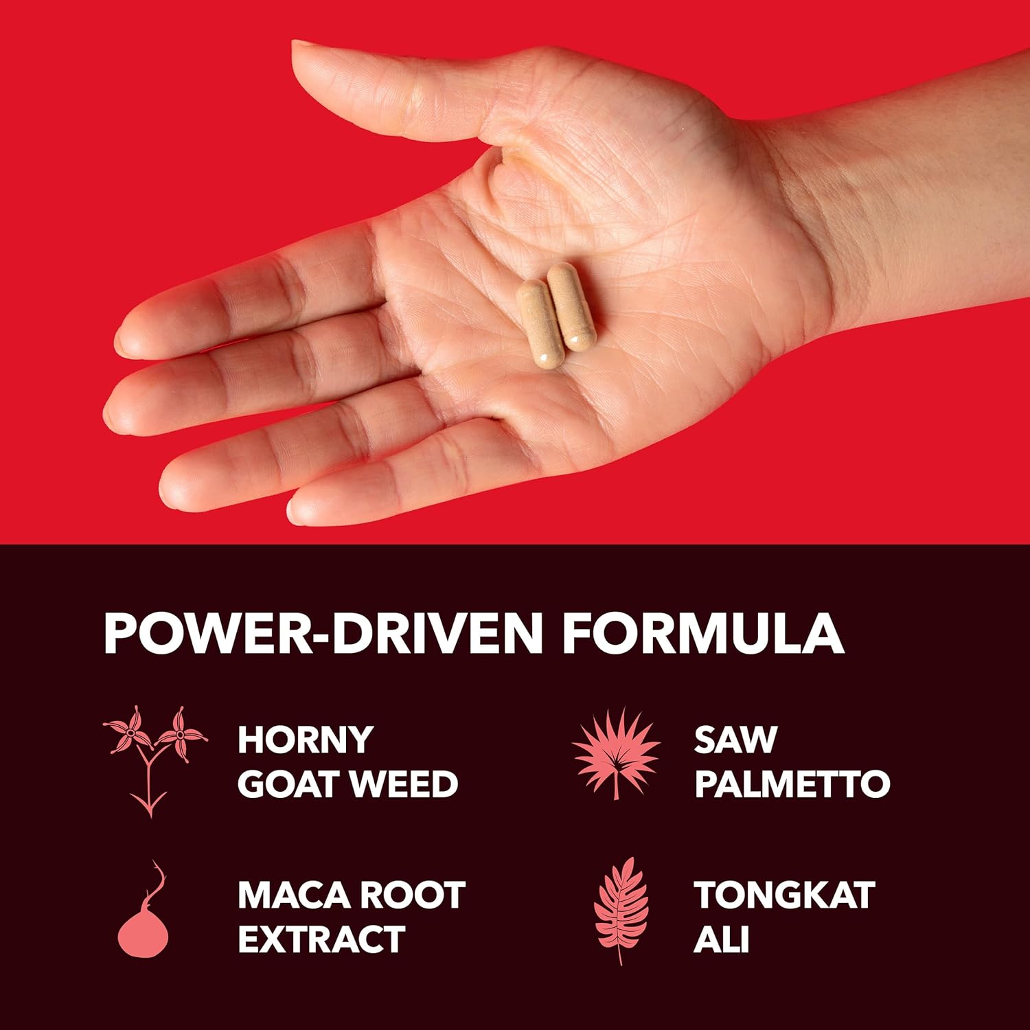 Extra Strength Horny Goat Weed Capsules with Tongkat Ali & Saw Palmetto - 10 Count Herbal Supplement for Performance & Energy Support