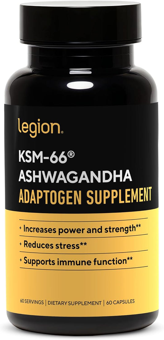 Extra Strength LEGION KSM-66® Ashwagandha Root Extract Powder Supplement - Enhance Mood, Sleep, & Performance - 60 Servings